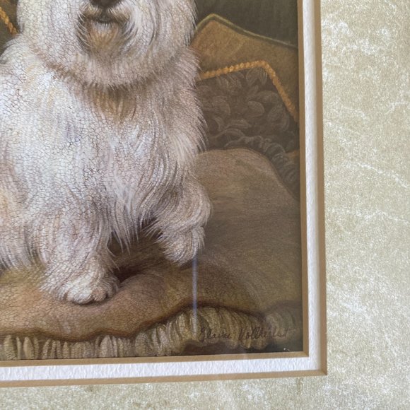 NY Artist Elaine Vollherbst Pampered Westie Puppy Dog Print Wood Frame Glass Art - Picture 4 of 12
